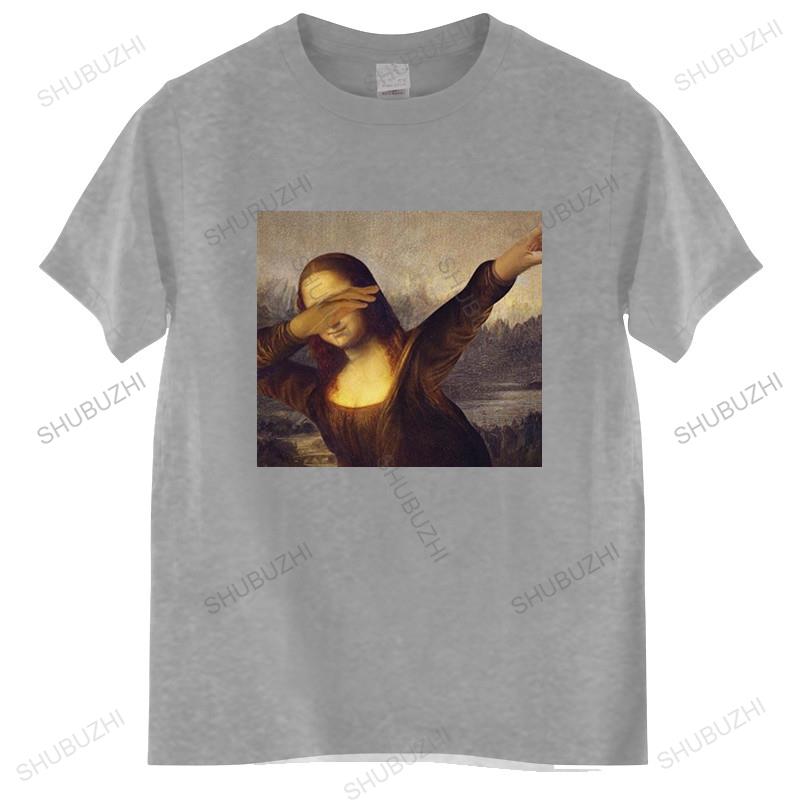 Tshirt men cotton tops Unisex Dabbing Mona Lisa Dab Hiphop Classic Art Gioconda Black men t shirt euro size