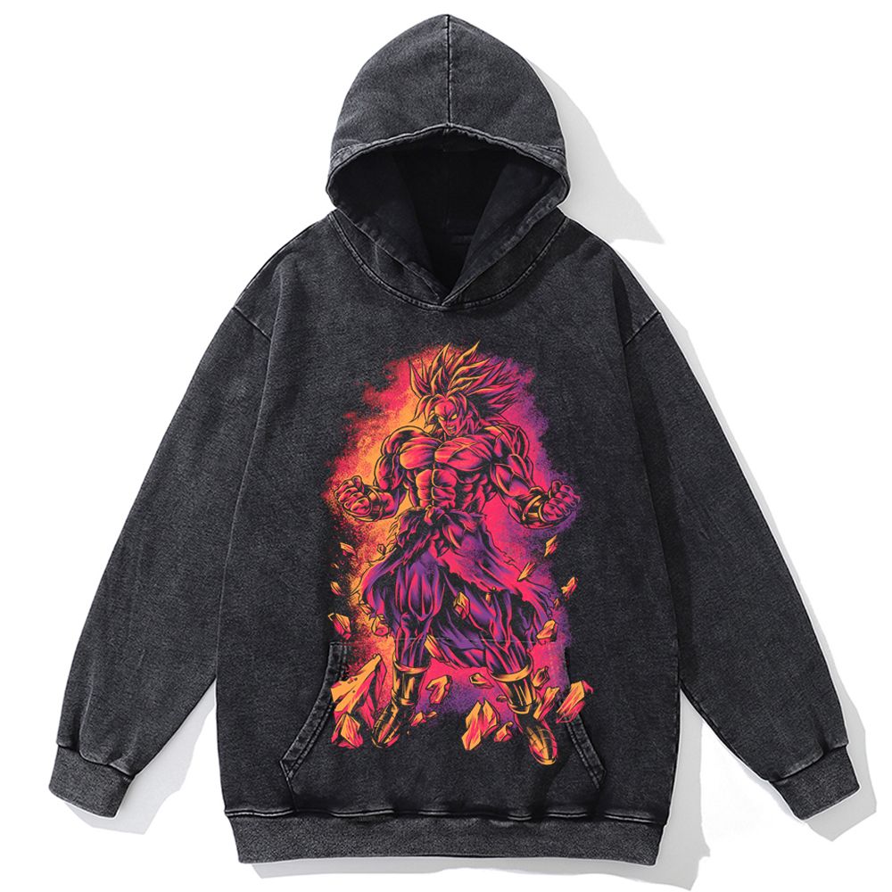 Hip Hop Streetwear Men Vintage Hoodie Sweatshirt Anime Dragon Ball Graphic Hooded Pullover Harajuku Cotton Washed Black Hoodie