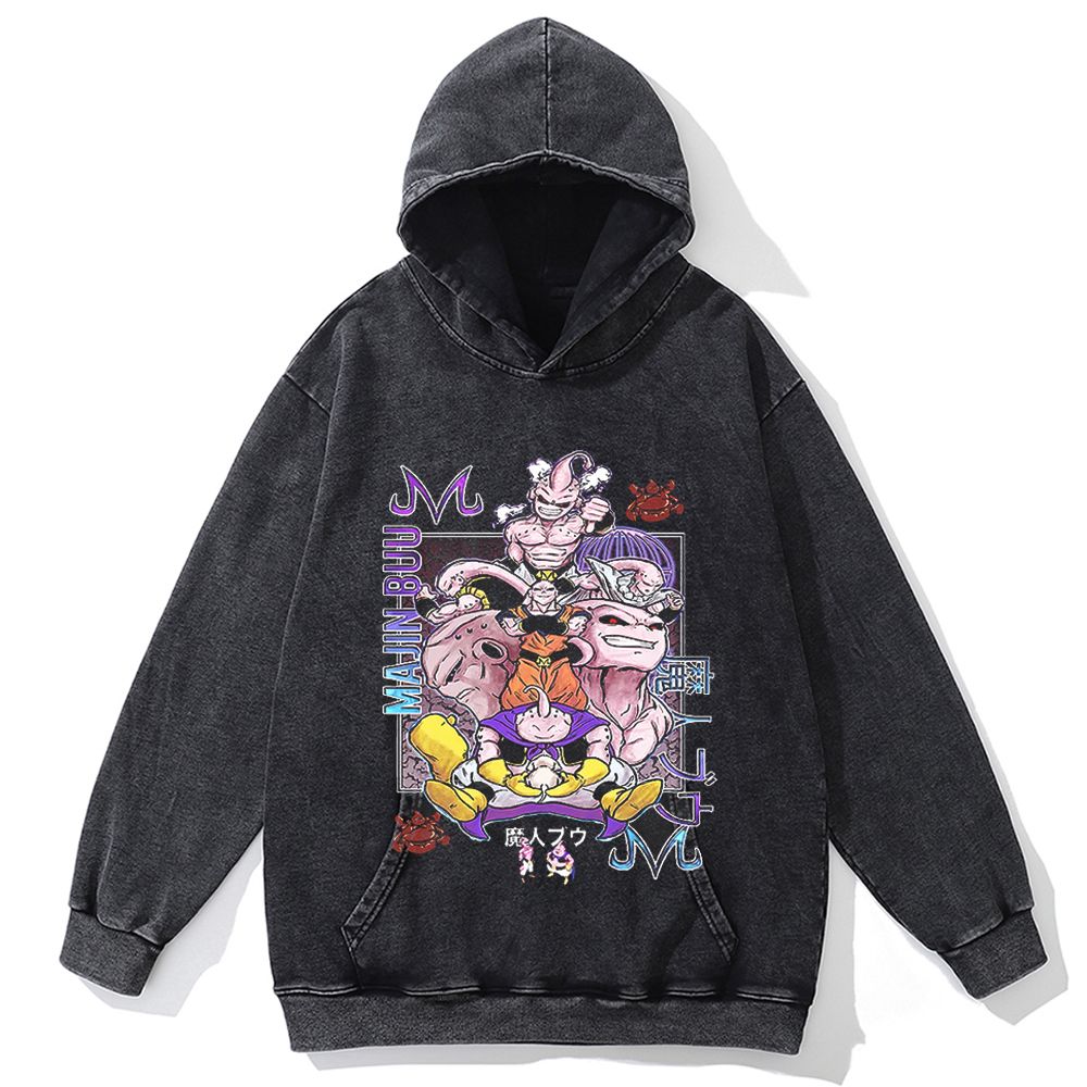 Hip Hop Streetwear Men Vintage Hoodie Sweatshirt Anime Dragon Ball Graphic Hooded Pullover Harajuku Cotton Washed Black Hoodie