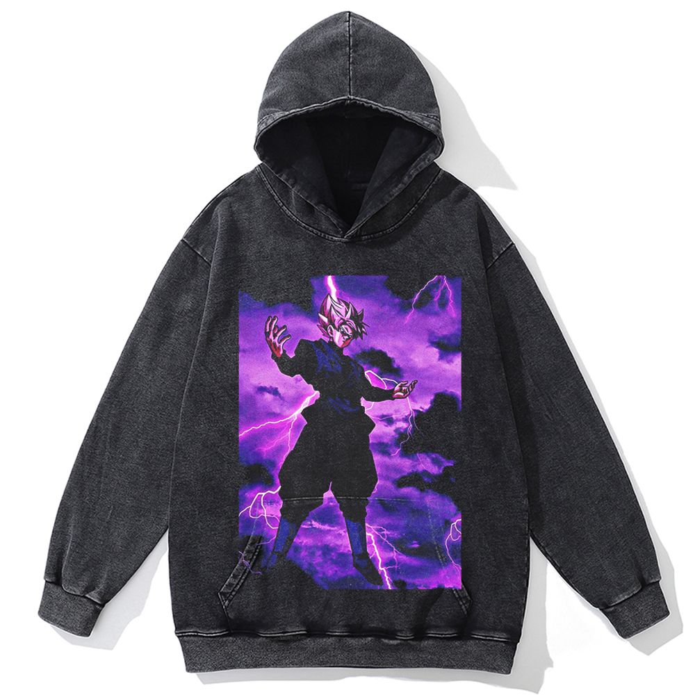 Hip Hop Streetwear Men Vintage Hoodie Sweatshirt Anime Dragon Ball Graphic Hooded Pullover Harajuku Cotton Washed Black Hoodie