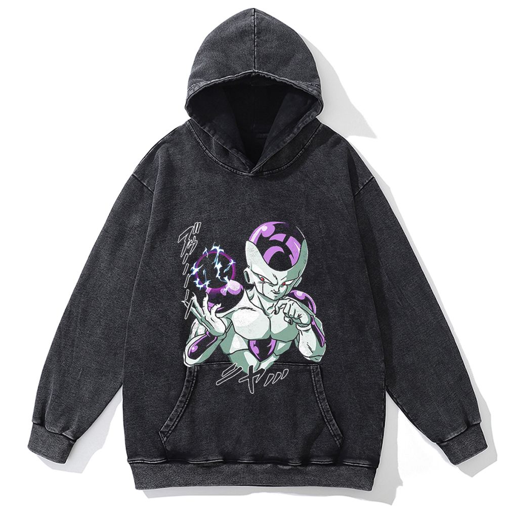 Hip Hop Streetwear Men Vintage Hoodie Sweatshirt Anime Dragon Ball Graphic Hooded Pullover Harajuku Cotton Washed Black Hoodie