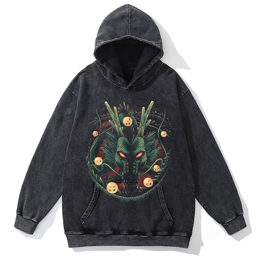 Hip Hop Streetwear Men Vintage Hoodie Sweatshirt Anime Dragon Ball Graphic Hooded Pullover Harajuku Cotton Washed Black Hoodie