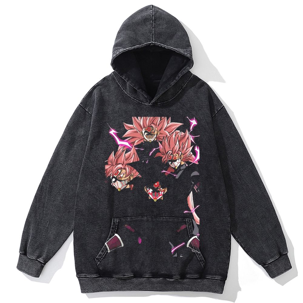 Hip Hop Streetwear Men Vintage Hoodie Sweatshirt Anime Dragon Ball Graphic Hooded Pullover Harajuku Cotton Washed Black Hoodie