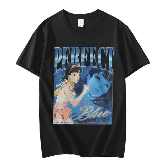 Japanese Anime Perfect Blue Graphic Girl T-Shirt Manga Men&#39;s T-shirt Short Sleeve T-shirts Cotton Gothic Clothes Tees Unisex