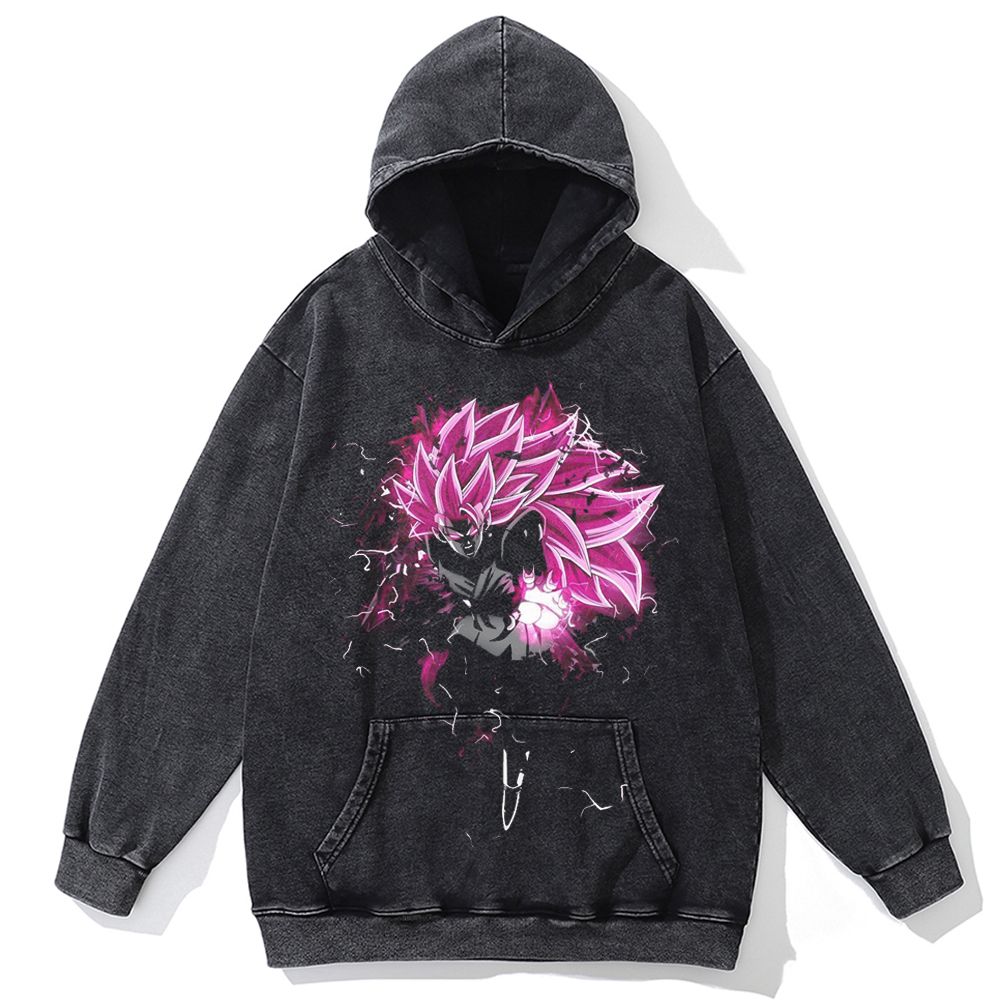 Hip Hop Streetwear Men Vintage Hoodie Sweatshirt Anime Dragon Ball Graphic Hooded Pullover Harajuku Cotton Washed Black Hoodie